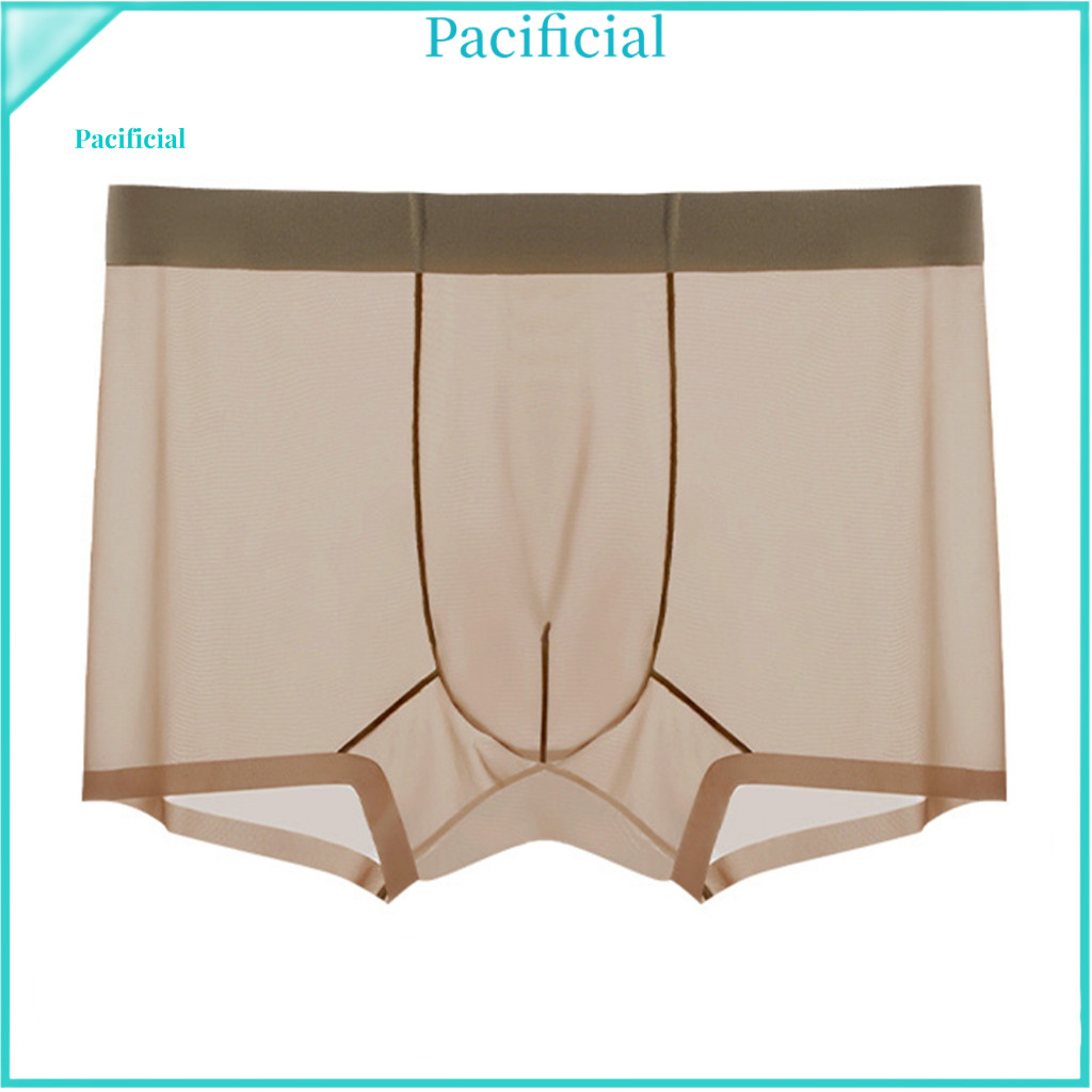 Smooth Stitching Boxer Briefs Breathable Men Underwear Men's Mesh Elastic Mid-waist Slim Fit Ultra-thin Seamless U-conve