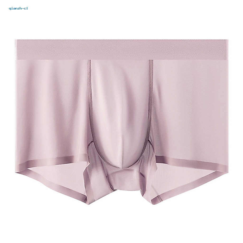 Men Breathable High Elasticity Shorts Men’s Ice Silk Ultra-thin Mid-rise Elastic Waist Slim Fit Underwear Comfortable