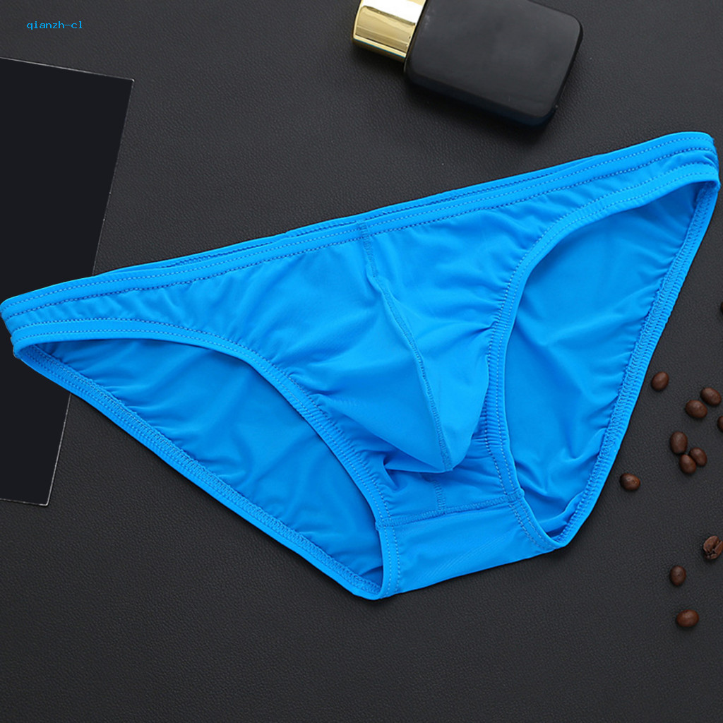 Men Briefs with Independent Bag Men's Ice Silk Ultra-thin Low-waist Breathable Elastic Underwear Pouch Solid Color for E
