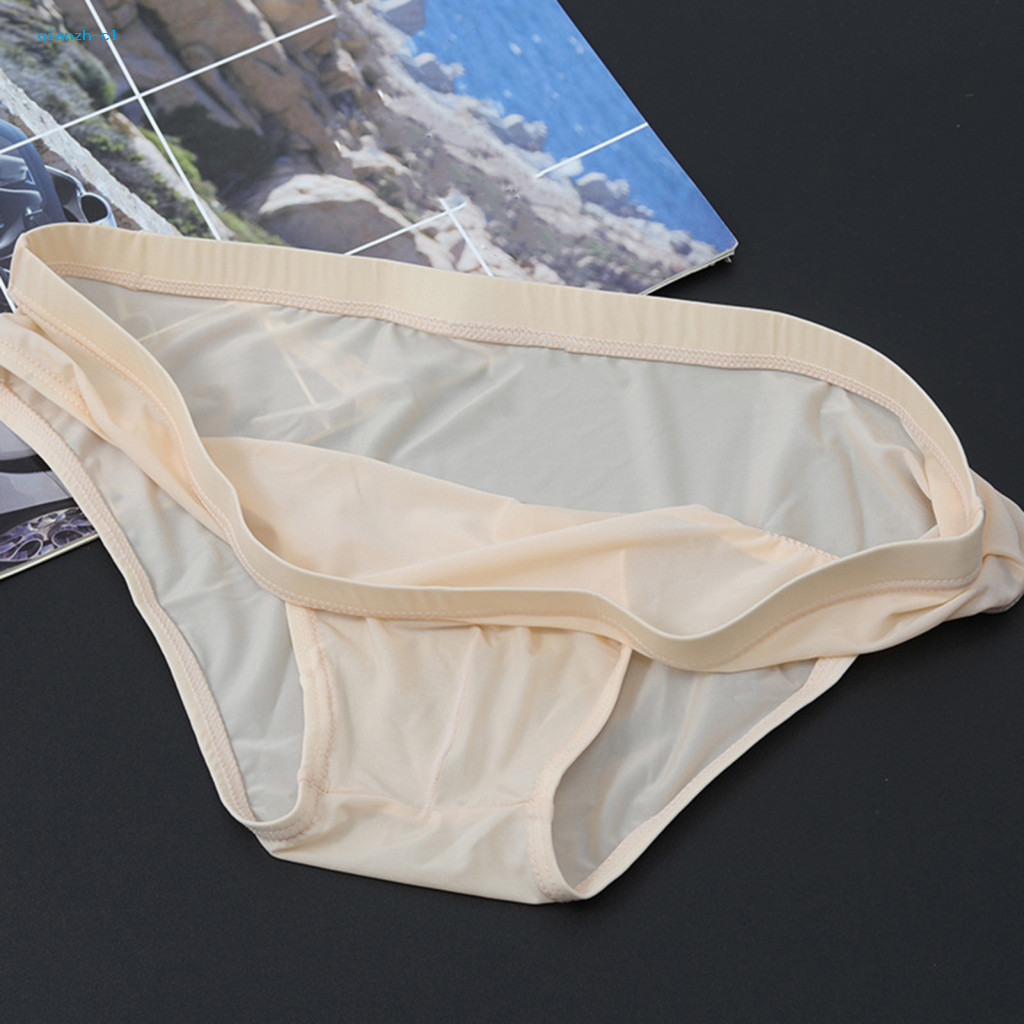 Elastic Waist Men Briefs Slim Fit Men's Low-rise Ice Silk – Ultra-thin High Elasticity Breathable Summer Underwear Sol