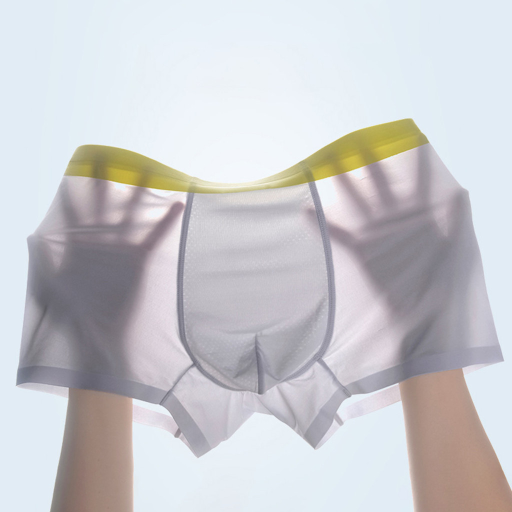 Flexible Men Boxers Soft and Comfortable Men's Mid-rise Seamless Boxer Briefs Ultra-thin Elastic Waist U-convex Shorts C