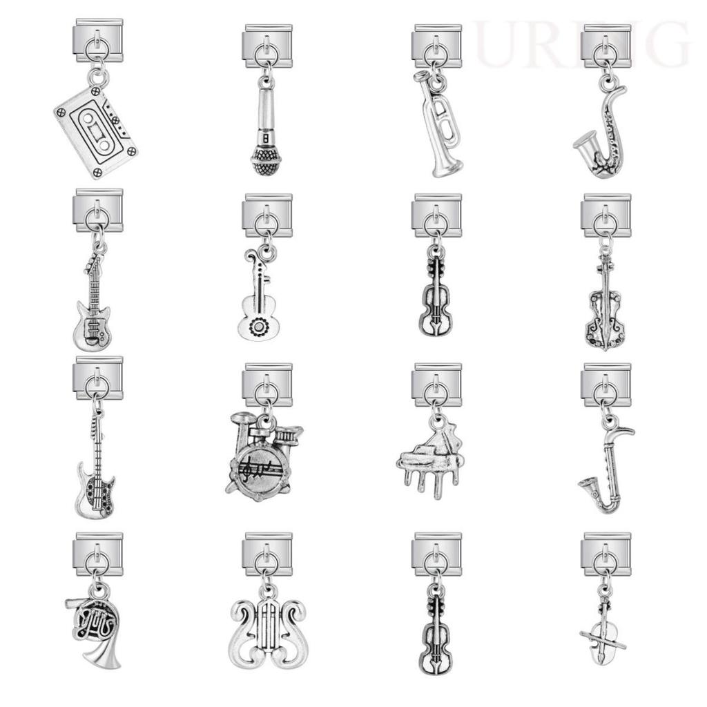 Pingente em forma de instrumento, pulseira de módulo italiano, corrente com costura grátis