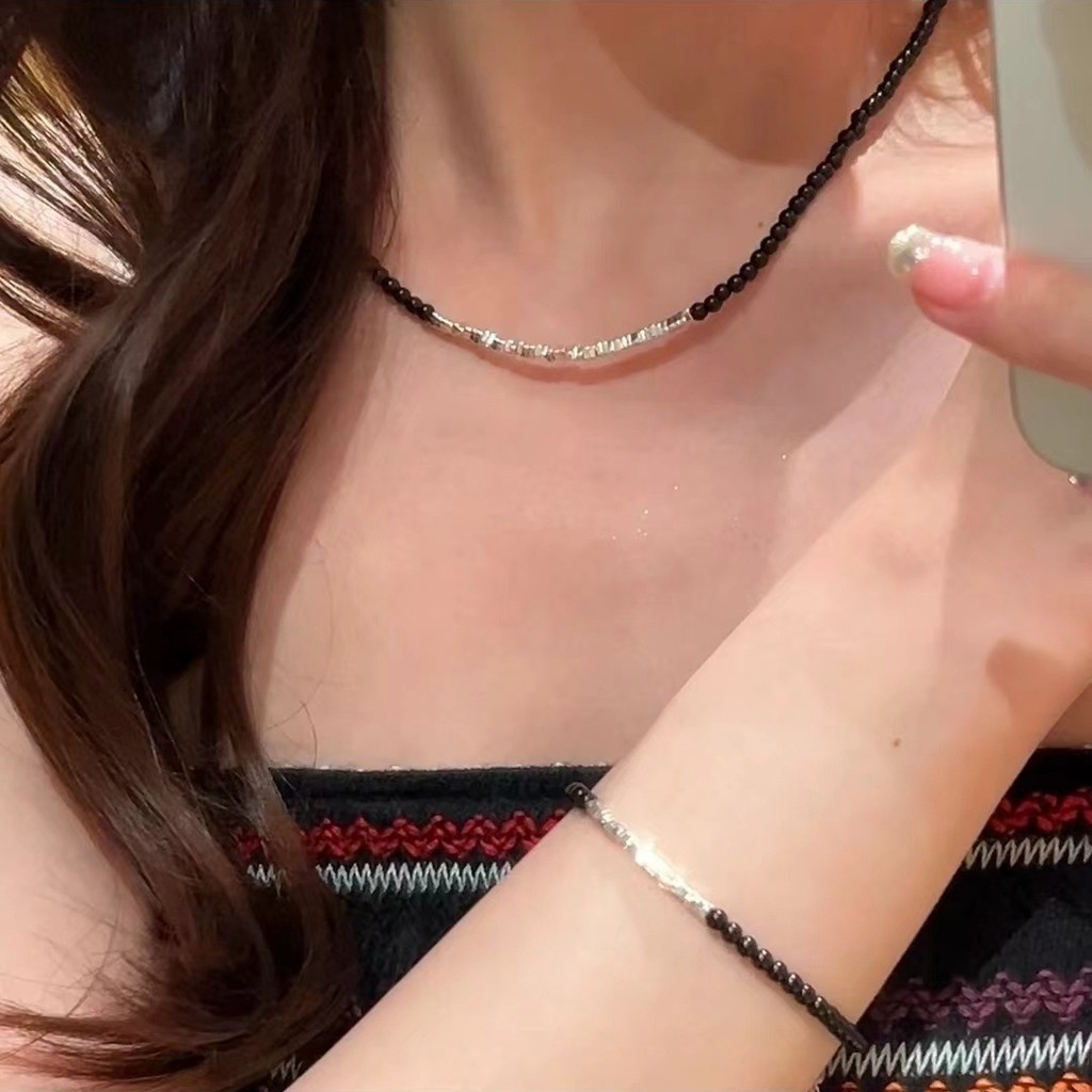 Frisado costura colar feminino nicho Design gargantilha curto clavícula corrente estudante namorada pulseira acessórios