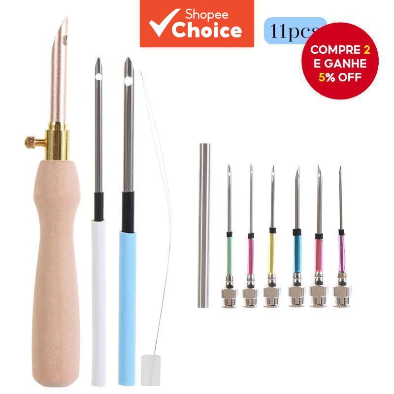 Agulha De Perfuração 11 Pçs Kits De Bordado Fio De Madeira Caneta DIY Artesanato Costura Ferramentas De Para Pulseira Fa