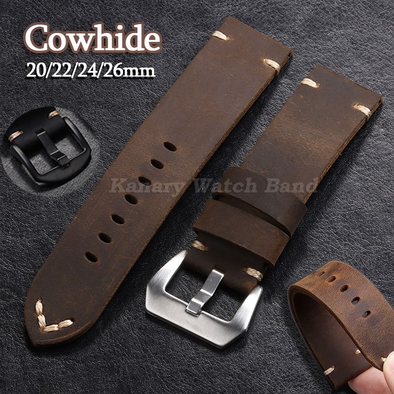 20mm 22mm 24mm 26mm Retro Couro Artesanal Costura Pulseira De Relógio De Alta Qualidade Genuíno Universal Masculino Femi