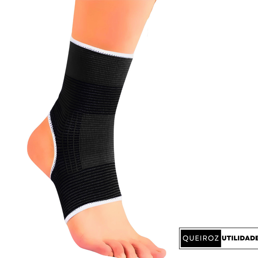 Desconto Tornozeleira Elástica Azul e Preta – 1 Unidade – Suporte e Proteção para Treino reforçada