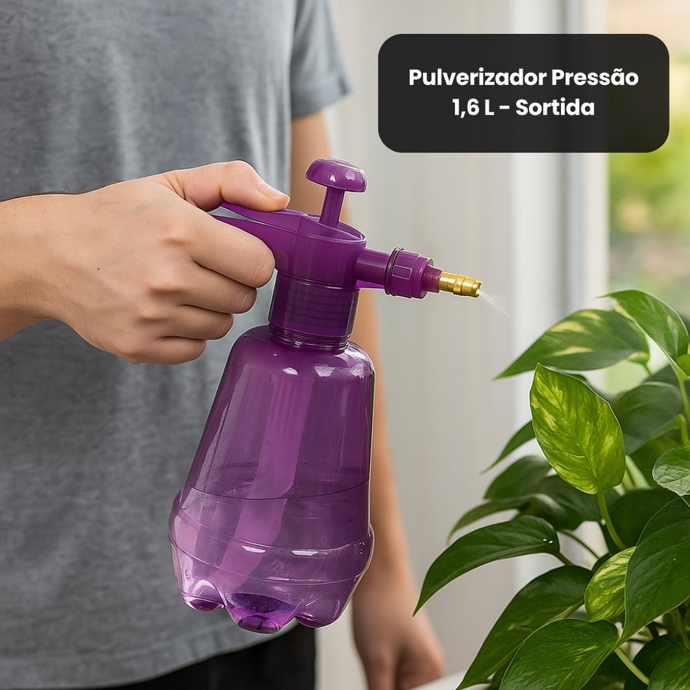 Pulverizador Pressao Manual Capacidade1,6 Litros Portátil Jardinagem Limpeza Versatil