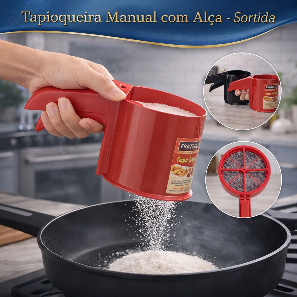 Tapioqueira Manual com Alça para Modelar Tapioca Portatil Cor Sortida
