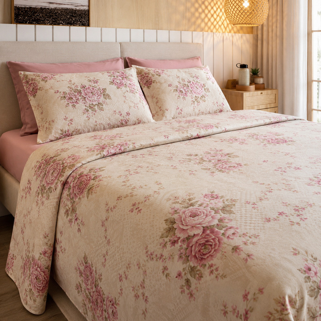 Kit Lençol Box Casal Floral 6 Peças Rosalie Premium