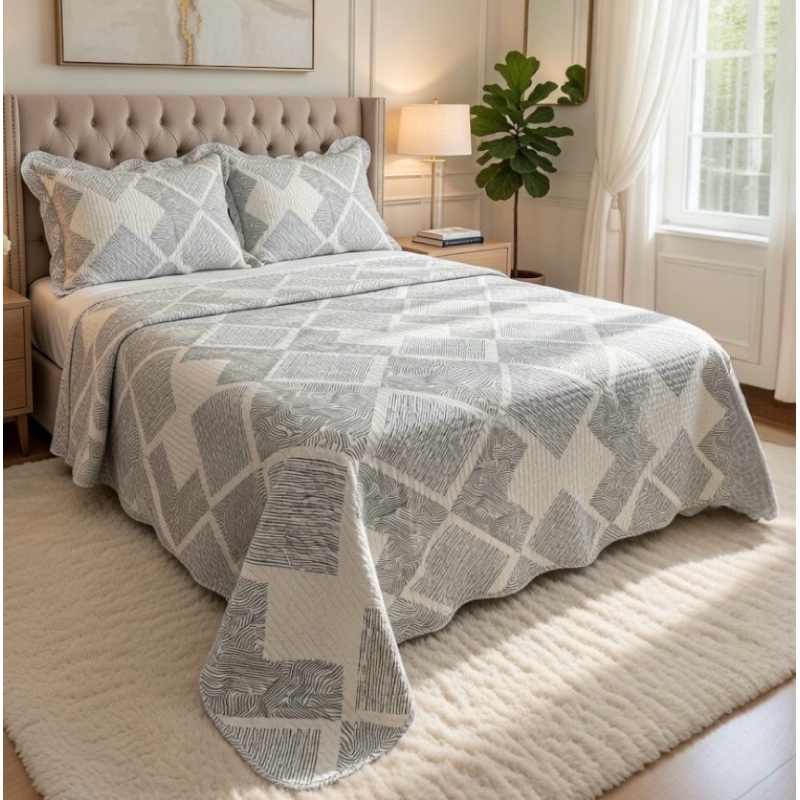 kit Colcha Cobre Leito Casal 3 Peças Dupla Face Estampada Florida Matelado Cama Box