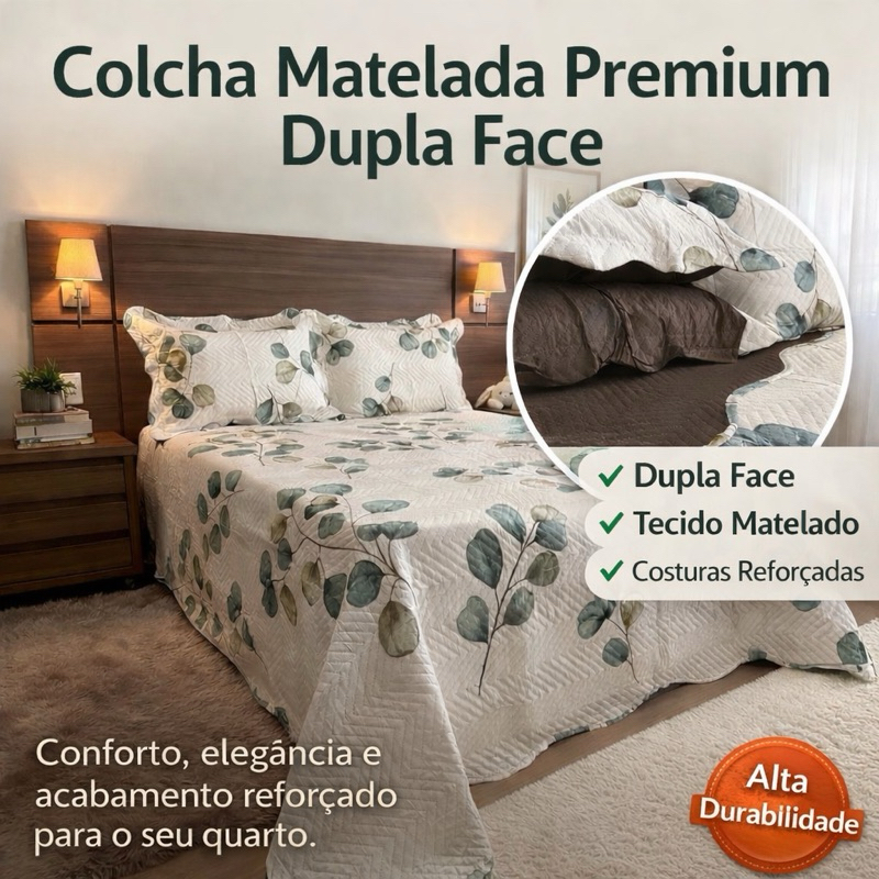 kit Colcha Cobre Leito Queen 3 Peças Dupla Face Estampada Florida Matelado Cama Box
