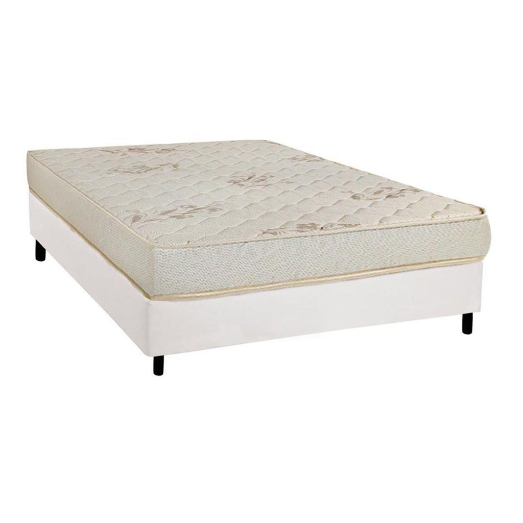 Conjunto Box Casal: Colchão Espuma Luckspuma D45 Gran Luck Floral Pró Saúde + Base CRC Courano White (138x188)