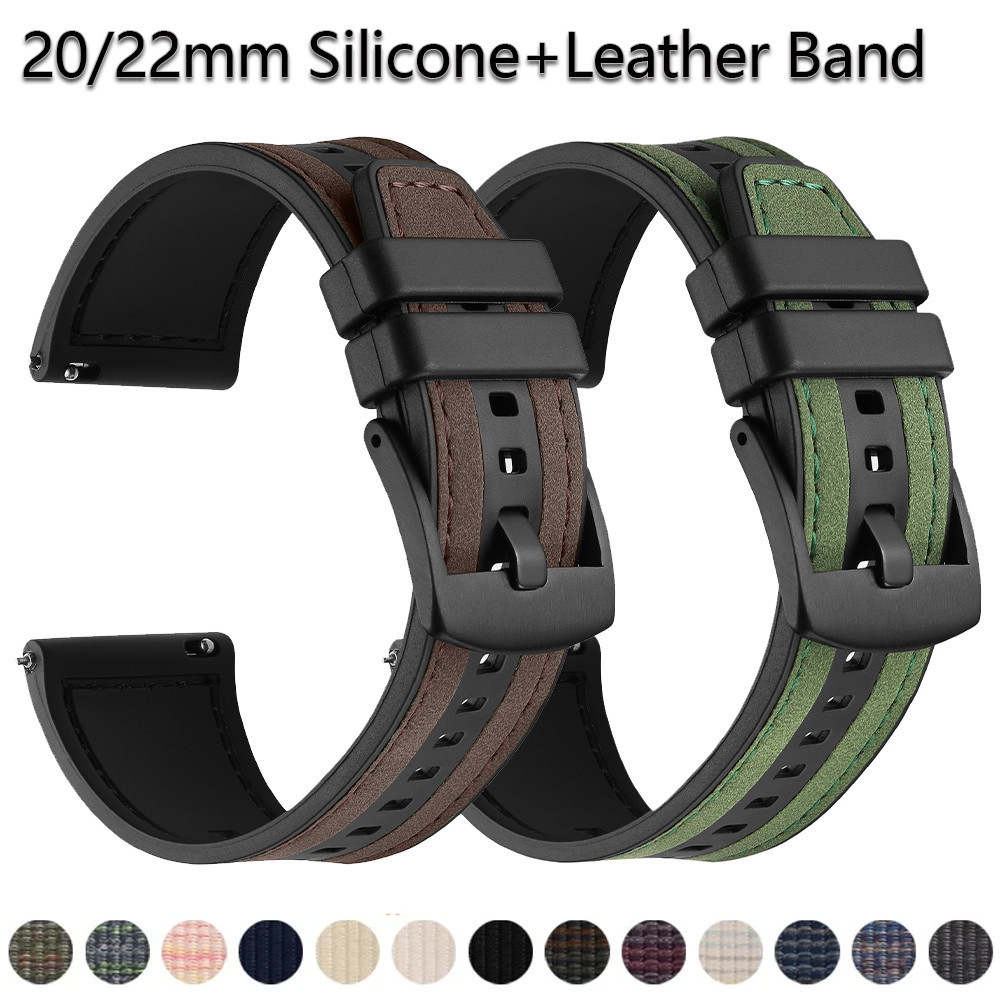 Pulseira De Couro De 22mm De Camada De Superfície Para Relógio Samsung Galaxy 3 45mm Gear S3 46mm De Silicone Redmi 3 Active Band