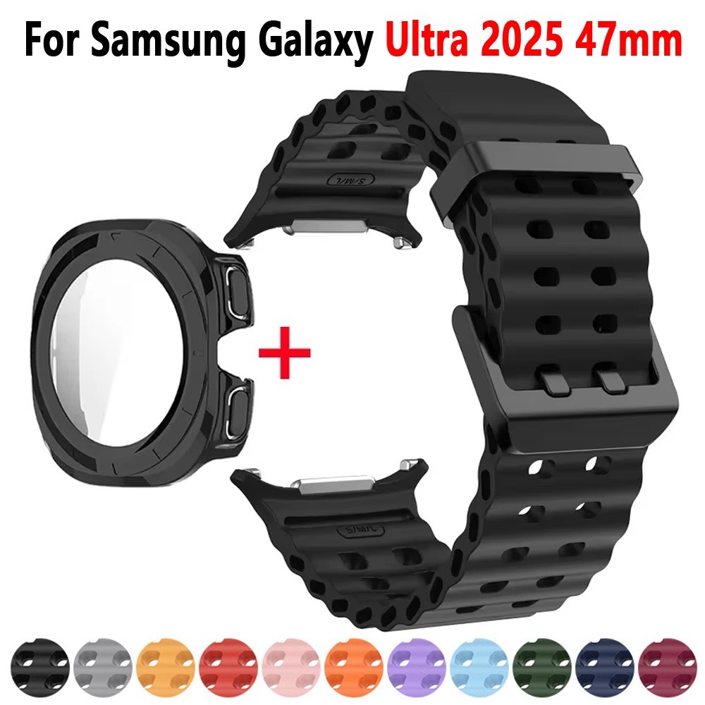 Pulseira De Silicone + Capa Para PC Compatível Com Samsung Galaxy Ultra 2025 47mm Sport Band Protetora