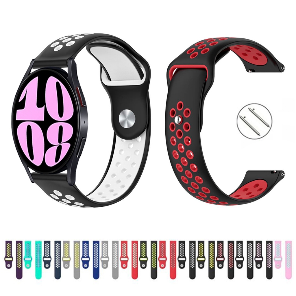 Pulseira 20mm de silicone esportiva para Smartwatch Galaxy Watch 6 40mm e 44mm de Engate Rapido