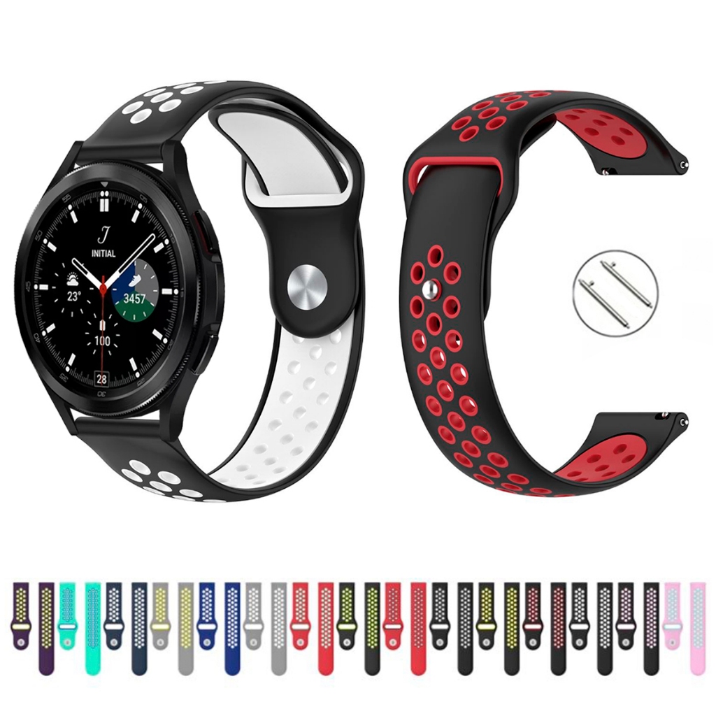 Pulseira 20mm de silicone esportiva para Smartwatch Galaxy Watch 4 Classic 42mm e 46mm de Engate Rapido