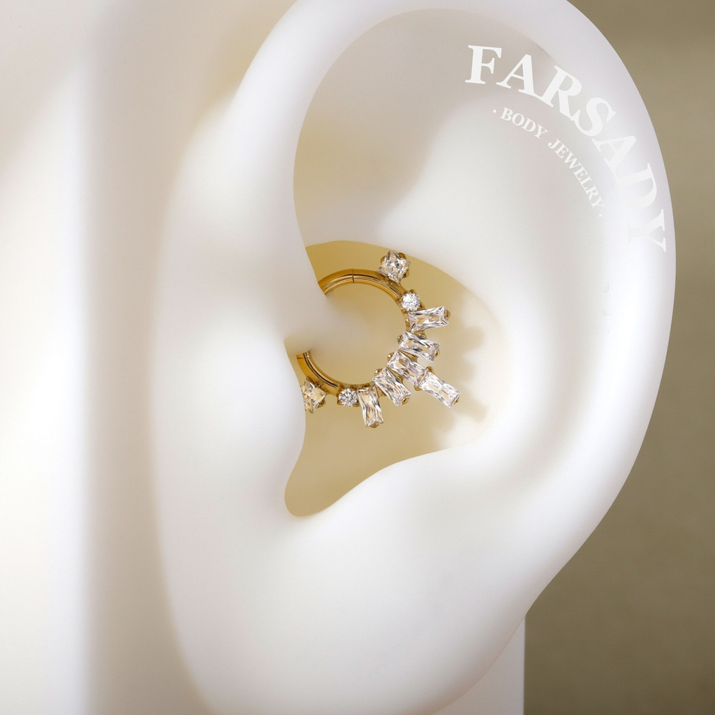Crystal Crest-F136 Titanium Articulado Clicker Hoop/Serve Para 16G Septo Anel Helix Conch Cartilagem Brinco/Piercing Mín