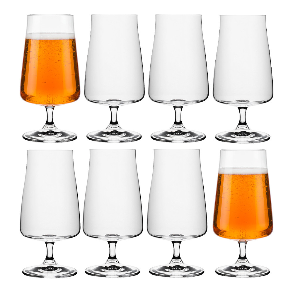 Jogo 8 Taça de Cerveja Chopp Bohemia Cristal Ecológico Titanium Alex 380ml Crystalex Wolff