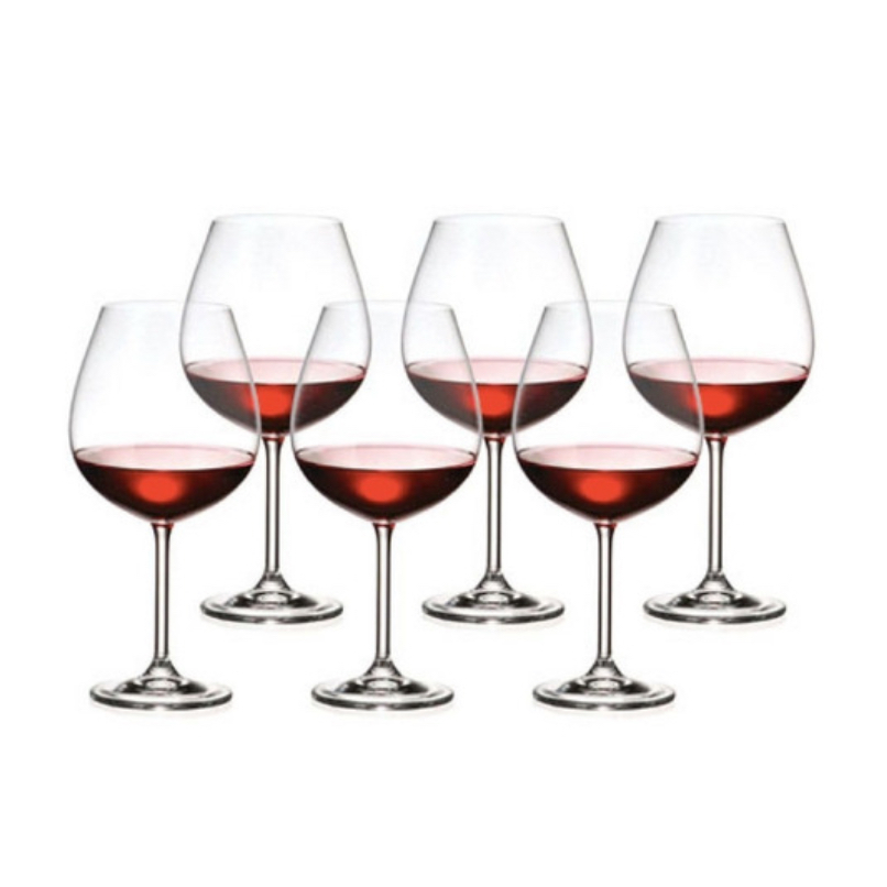 Jogo 6 Taças Vinho Tinto Em Cristal Bohemia 650 Ml Titanium Cor Transparente