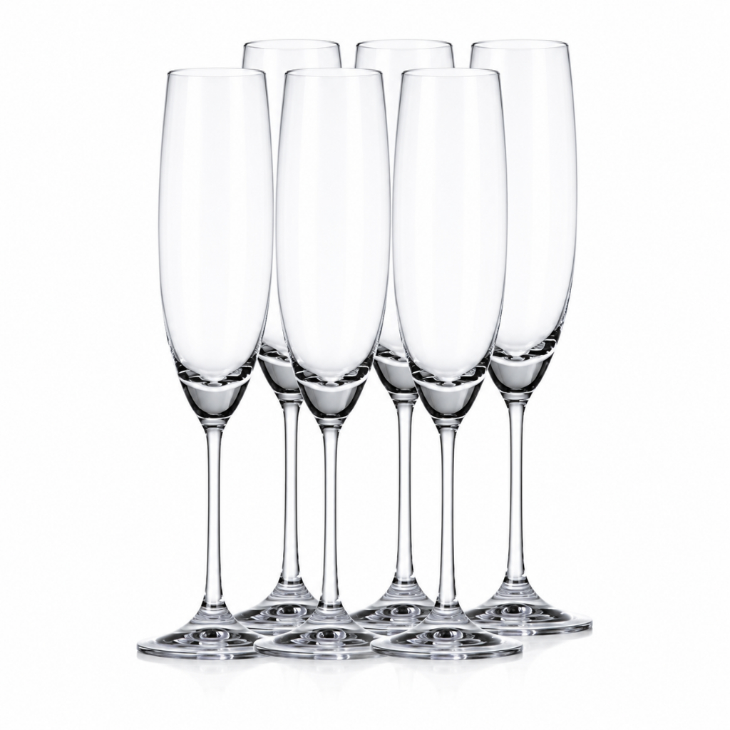 Jogo 6 Taças Bohemia Cristal 220ml Para Champagne Espumante Taça Elegante Original Transparente