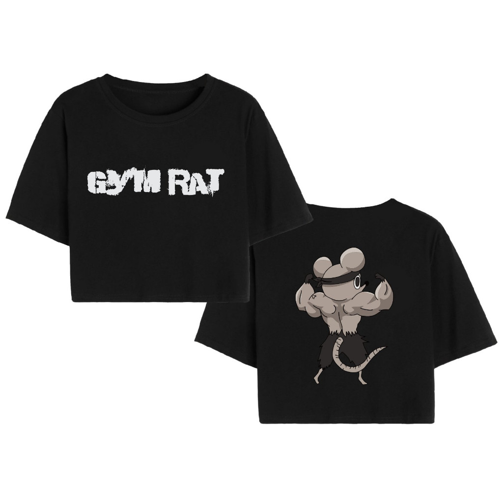 T Shirt Cropped Feminino Camiseta Algodão Premium Gym Rato Academia Treino
