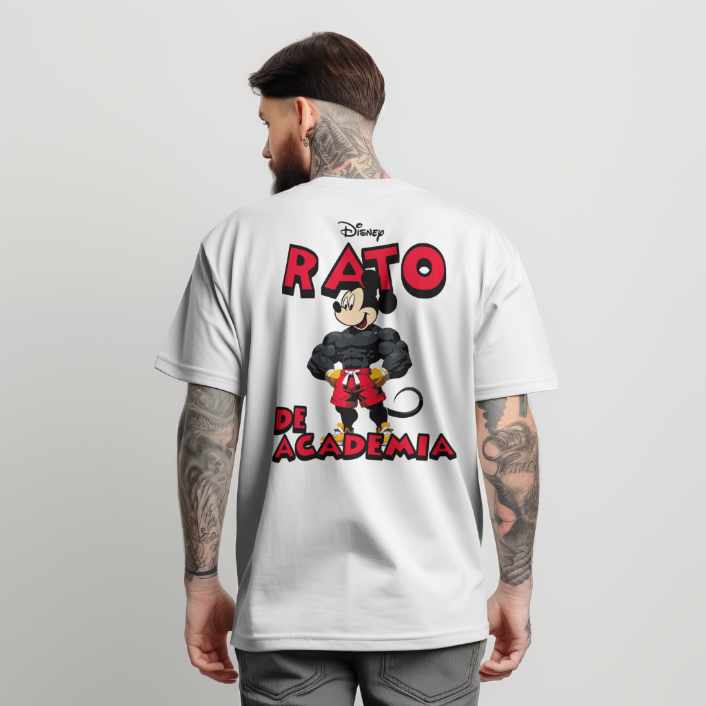 Camiseta Rato de Academia Oversized Streetwear Masculina 30.1 Premium Mickey Rato  Bombado