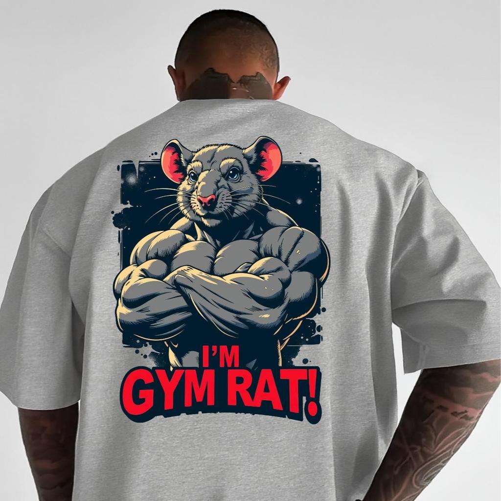 Camiseta Algodão Premium Streetwear Casual Gym Rato Academia 100% Algodão Fio 30.1