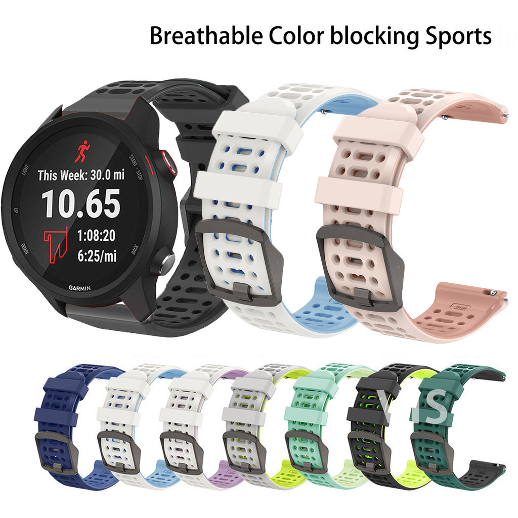 Pulseira De Silicone De Dois Tons Para Garmin Forerunner 265 255 70/170 245 645 55 158 165 Música 245M Com Furos Respirá