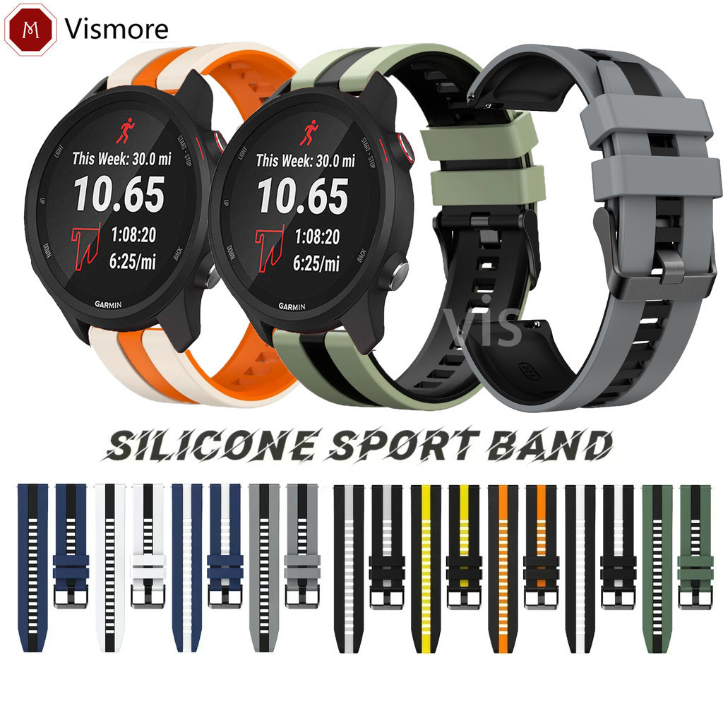 Pulseira De Silicone Esportiva 20mm 22mm Para Garmin Forerunner 265 255 245 245M 645 645M 55 158 165 Música 970 570 42mm