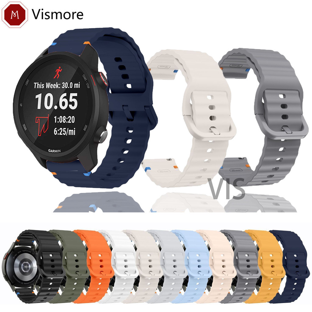Pulseira De Silicone Macio De 20mm 22mm Para Garmin Forerunner 265 255 255S/265S 245 645 55 158 165 Música 245M design T
