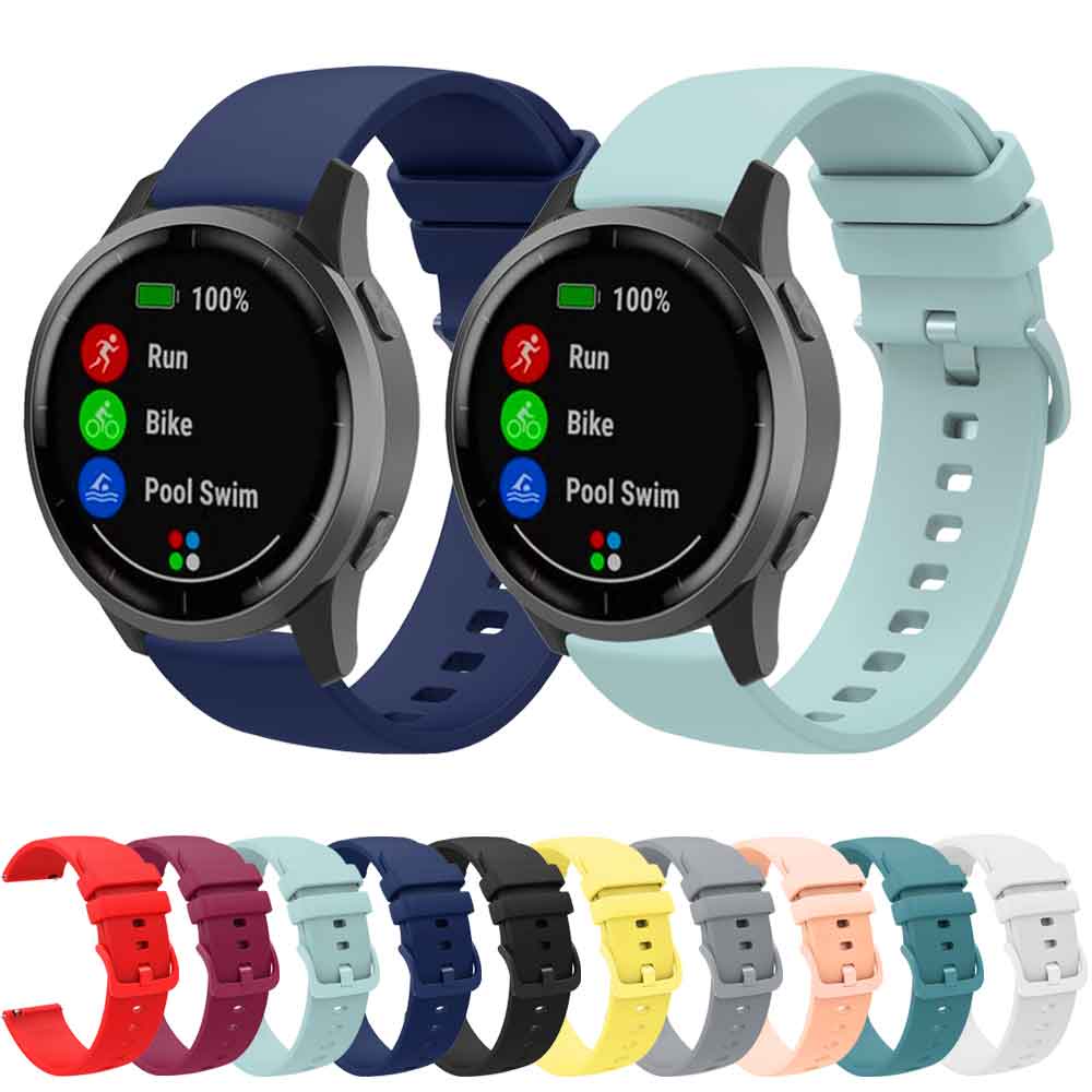 Pulseira De Silicone 18 20 22mm Para Garmin Vivoactive 4S 4 3 Forerunner 158 245 245M 645 55 Venu 2 2s SQ Música Esporti