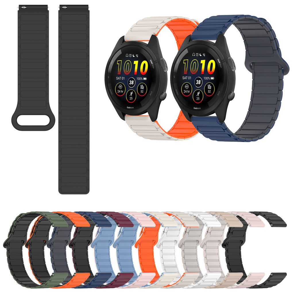Pulseira De Relógio Magnética De Silicone , 18mm 20 22 , Para Garmin Forerunner 265 255 245 255S 265S 245M 645 645M 55 1