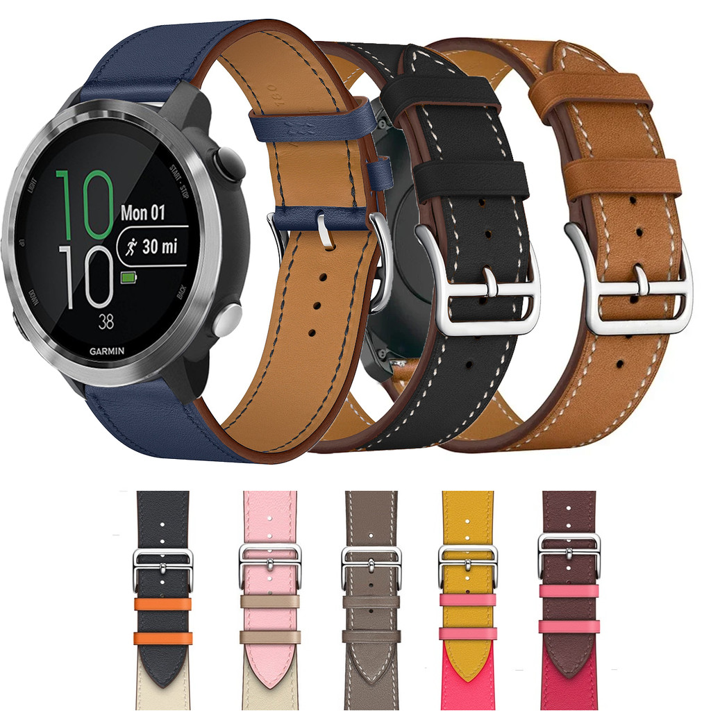 Pulseira De Couro De 20mm 22mm Para Garmin Forerunner 265 255 245 245M 645 645M 55 158 165 Música 970 570 42mm 47mm Smar