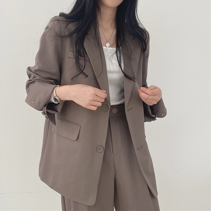 Mais recente estilo meninas Plus Size Blazer comprimento médio Casual All-Match solto terno topo