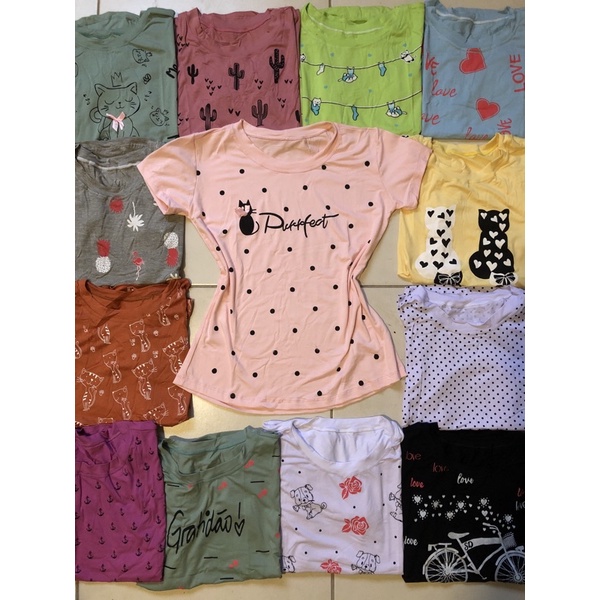 blusa viscolycra t-shirt desenho gato bolinha Camiseta feminina estampa 2024 mais recente