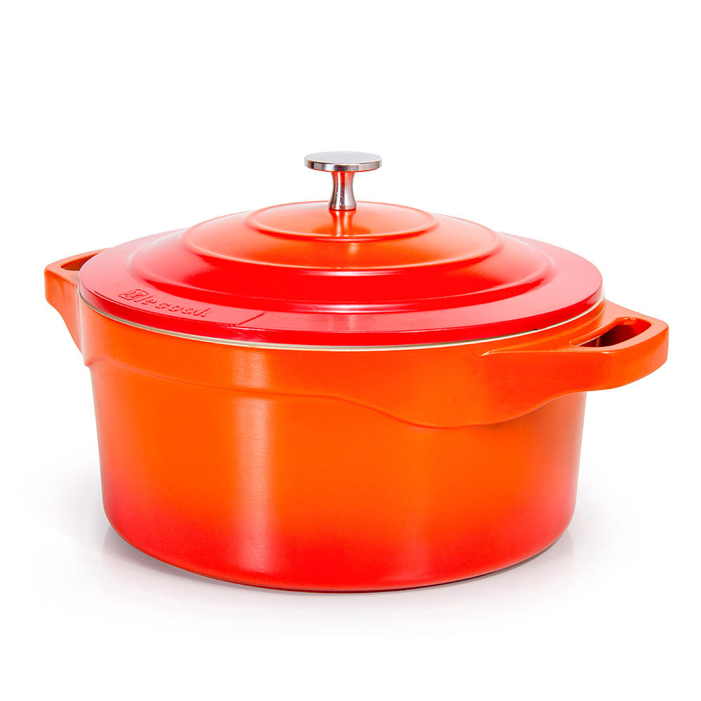 Panela Caçarola Antiaderente Revestimento Cerâmico Indução Laranja 32cm 10,3 Litros Silicone Le Cook
