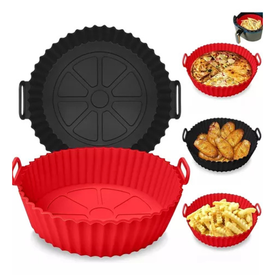 Forma Silicone Air Fryer 18cm Antiaderente Reutilizável Durável Forno Assadeira cozinha