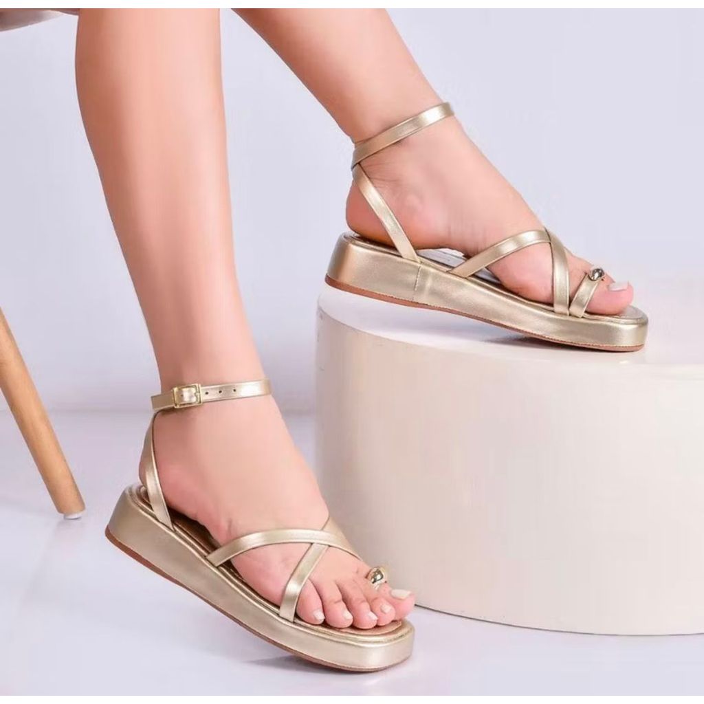 Sandália Feminina Flatform Lesma Casual Moda Verão Confort Anel dedo