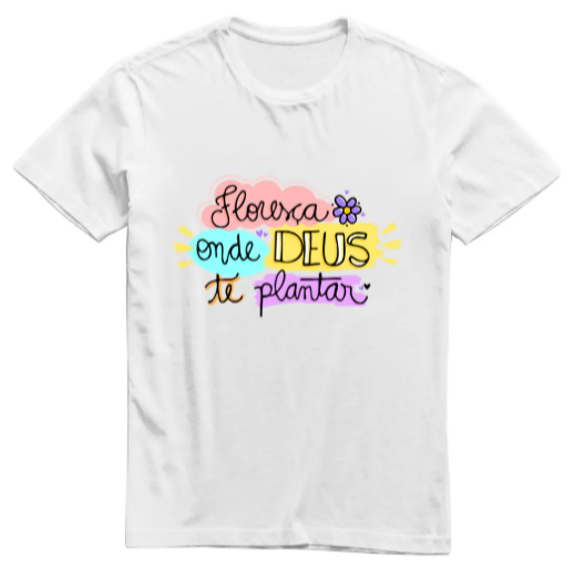 Camiseta Masculina Estampa Evangélica Floresça Onde Deus Te Plantar Tecido Premium 100% Algodão