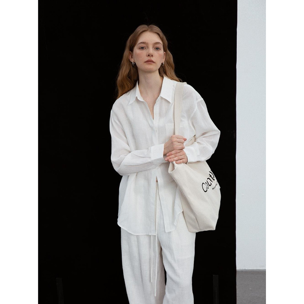 Relaxed and comfortable Tencel linen shirt, summer sun protection cardigan, lightweight and breathable long-sleeved shir