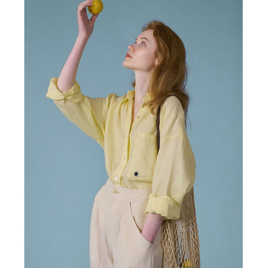 Blank women's shirts2026New long-sleeved casual linen shirt top