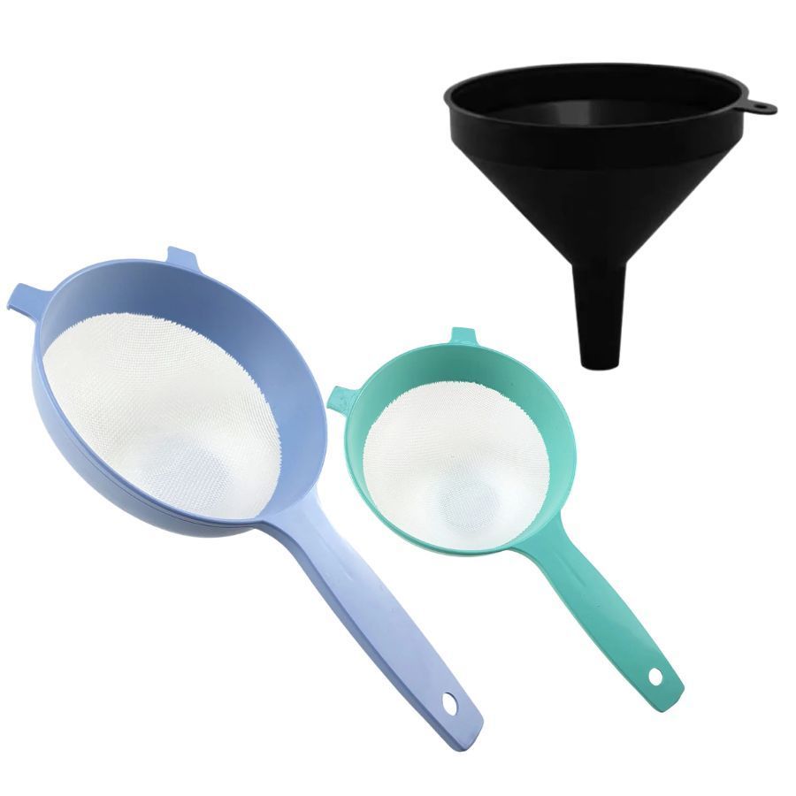 Conjunto 2 Peneiras 1 Funil Cores Sortido Plastico