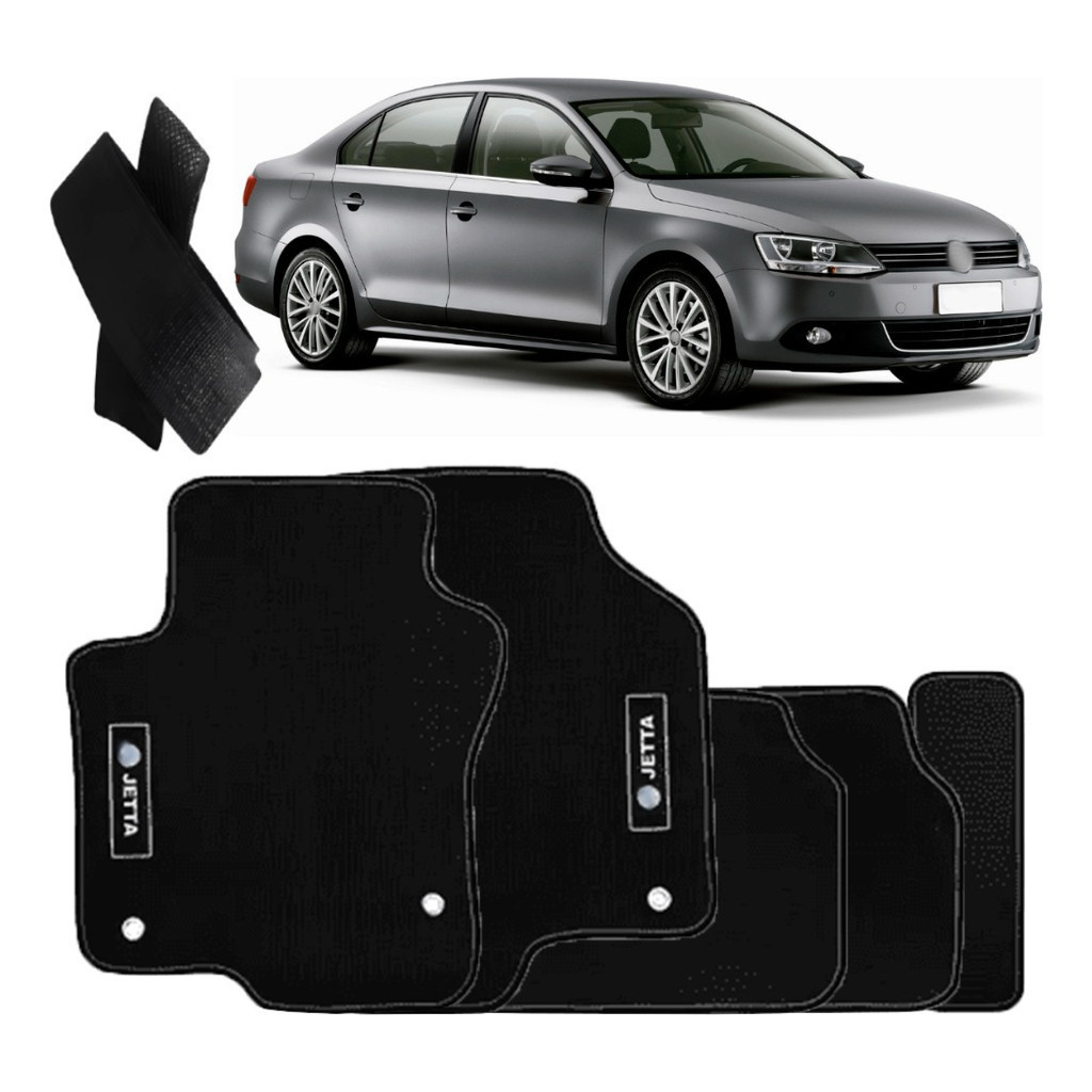 Kit de tapetes Carpete 5 Peças Jetta 2011 2012 2013 2014 Preto Res