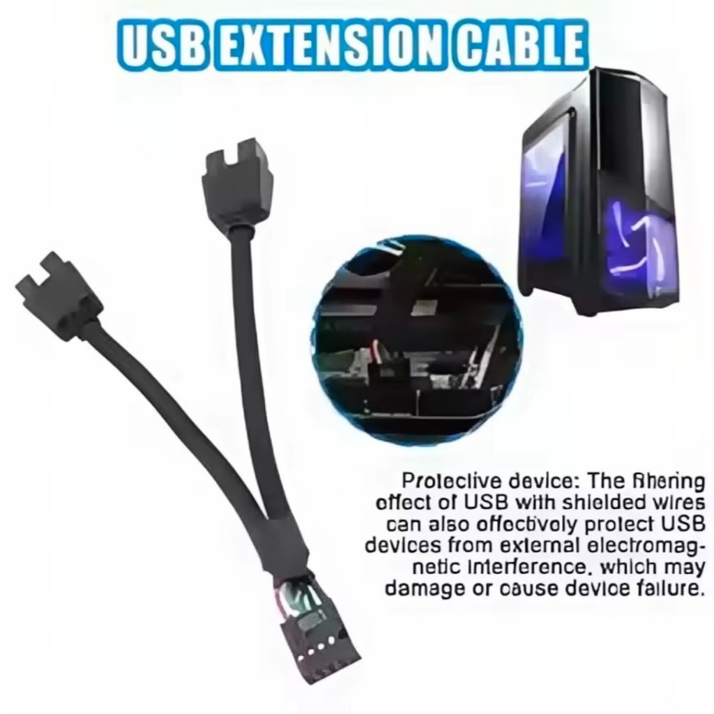 Cabo divisor USB 9pinos - Cabo Y Usb 9 Pinos Hub Splitter 9pin Divisor Usb 1-2 Portas