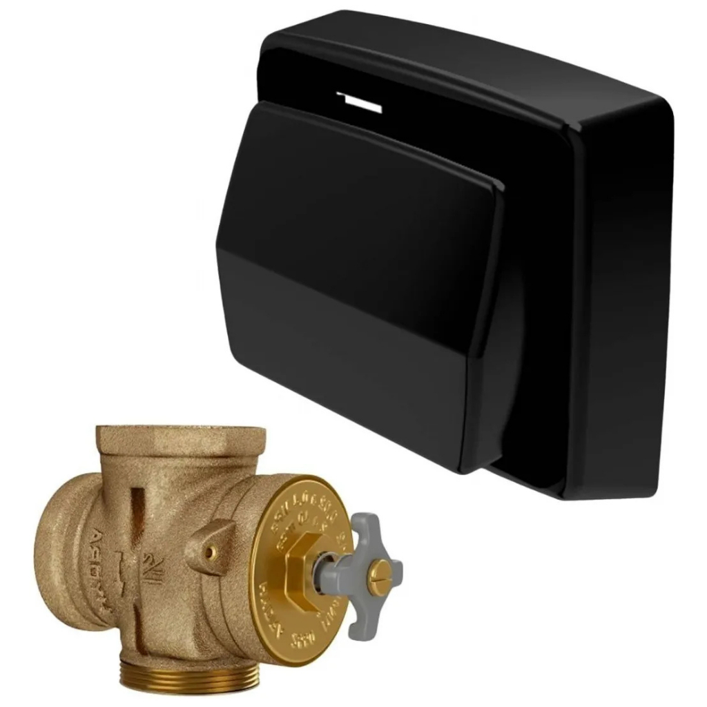 Válvula De Descarga Deca Hydra Original Completa Mais Acabamento Abs Preto Luxo Kit Completo