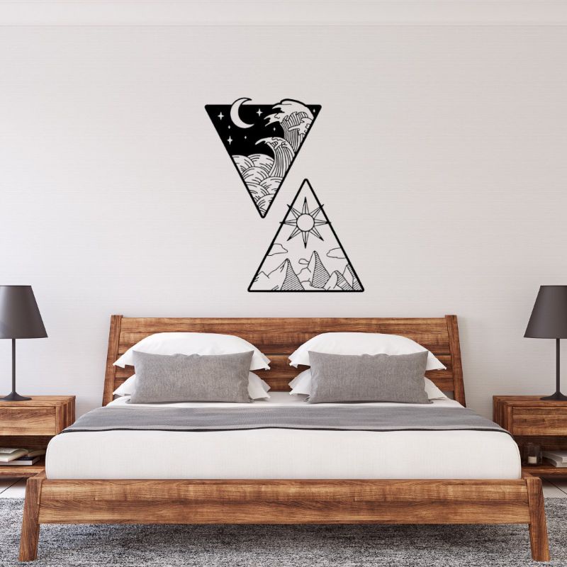 Quadro Decorativo Sol Lua Terra e Mar MDF 3mm Aplique de Parede Vazado Decoração Praia Sala Quarto