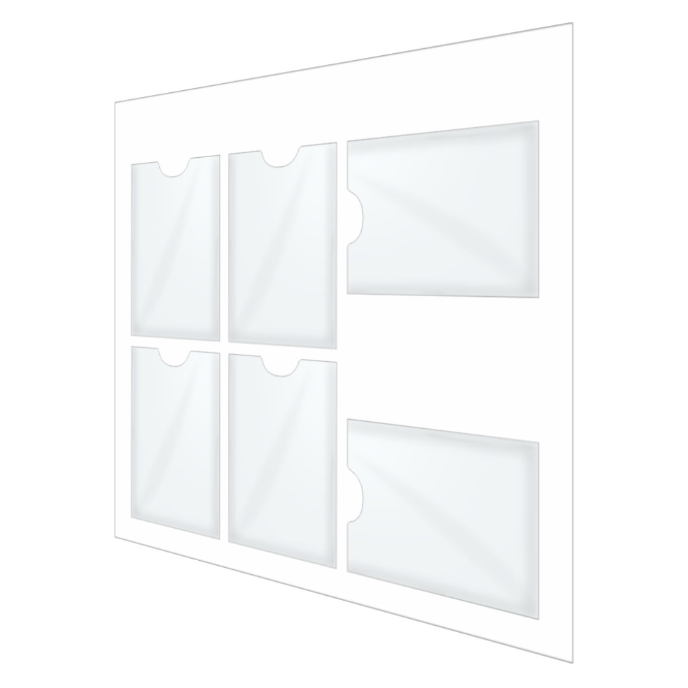 Quadro Avisos 6 Displays A4 Acrílico Branco 3mm Transparente