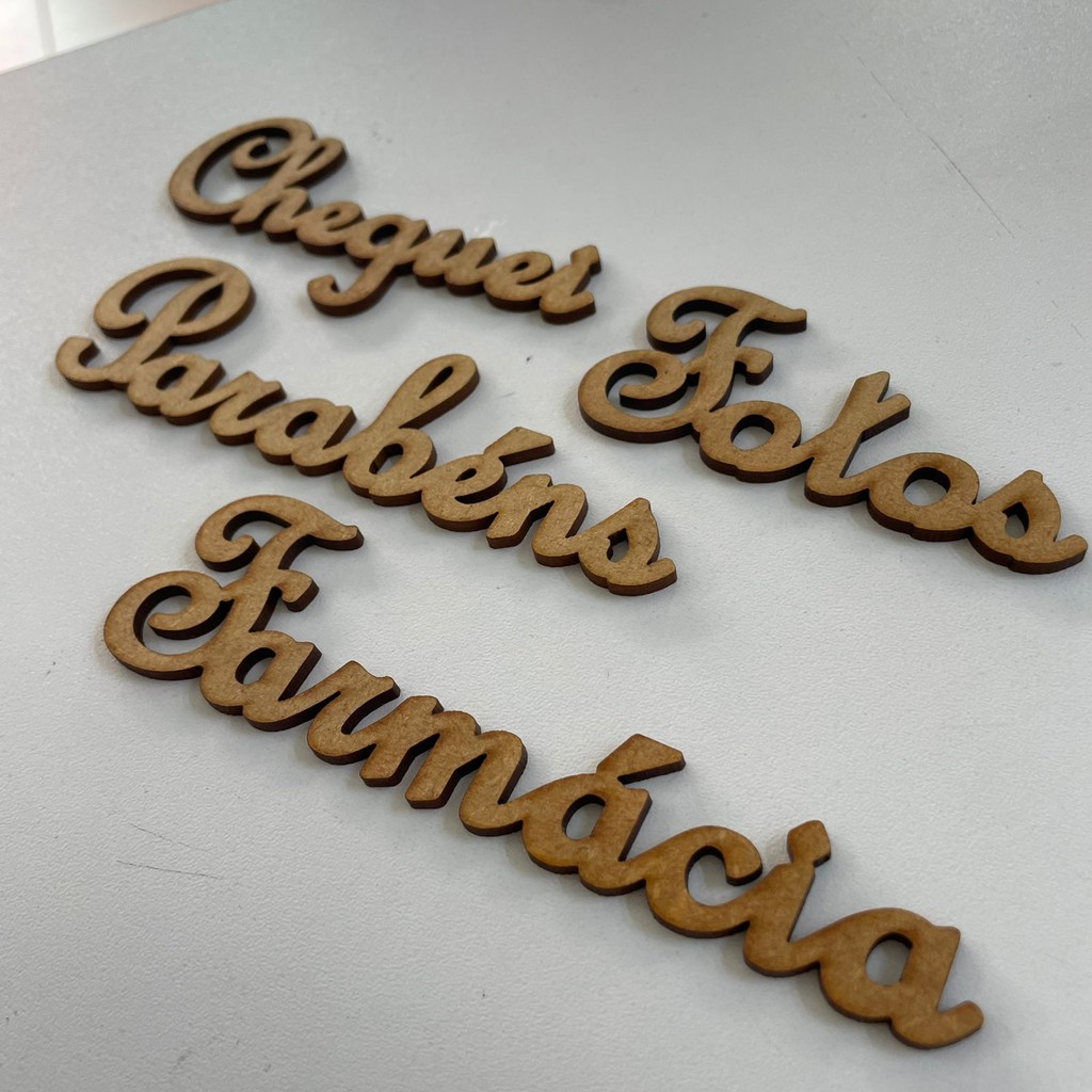 Nome/Palavra MDF Cru ou Branco 3mm de 10 até 15cm