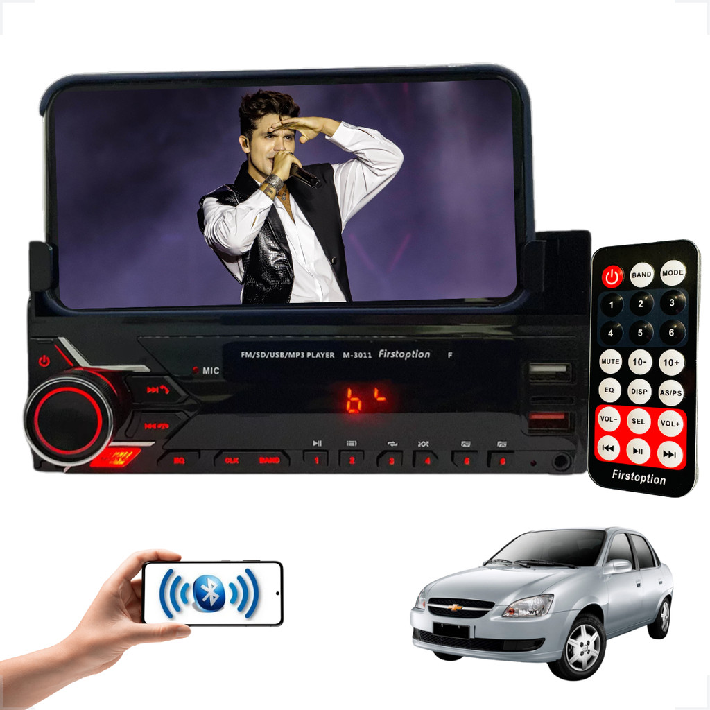 Rádio MP3 1 Din Bluetooth Com Suporte Celular Classic 1996 1997 1998 1999 2000 2001 2002 até 2016