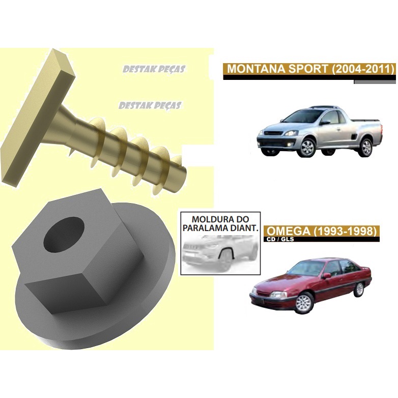 Kit grampos e fixadores com 14 pcs da moldura do paralama Diant. GM Chevrolet Montana 2004 até 2010